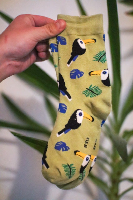 Gelbe lustige Dschungel Tucan Socken bunt