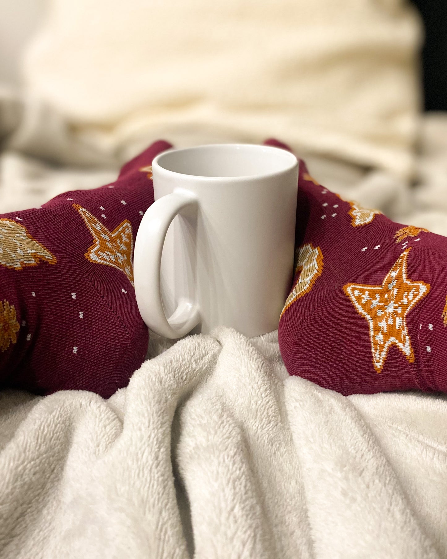 Winter Weihnachtssocken mit Plätzchen in Stern und Tannenbaum Formen